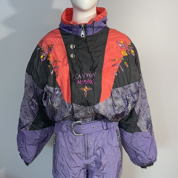 Vintage 80s 90s Canyon Aztec One Piece Ski Suit - Picture 2 of 16